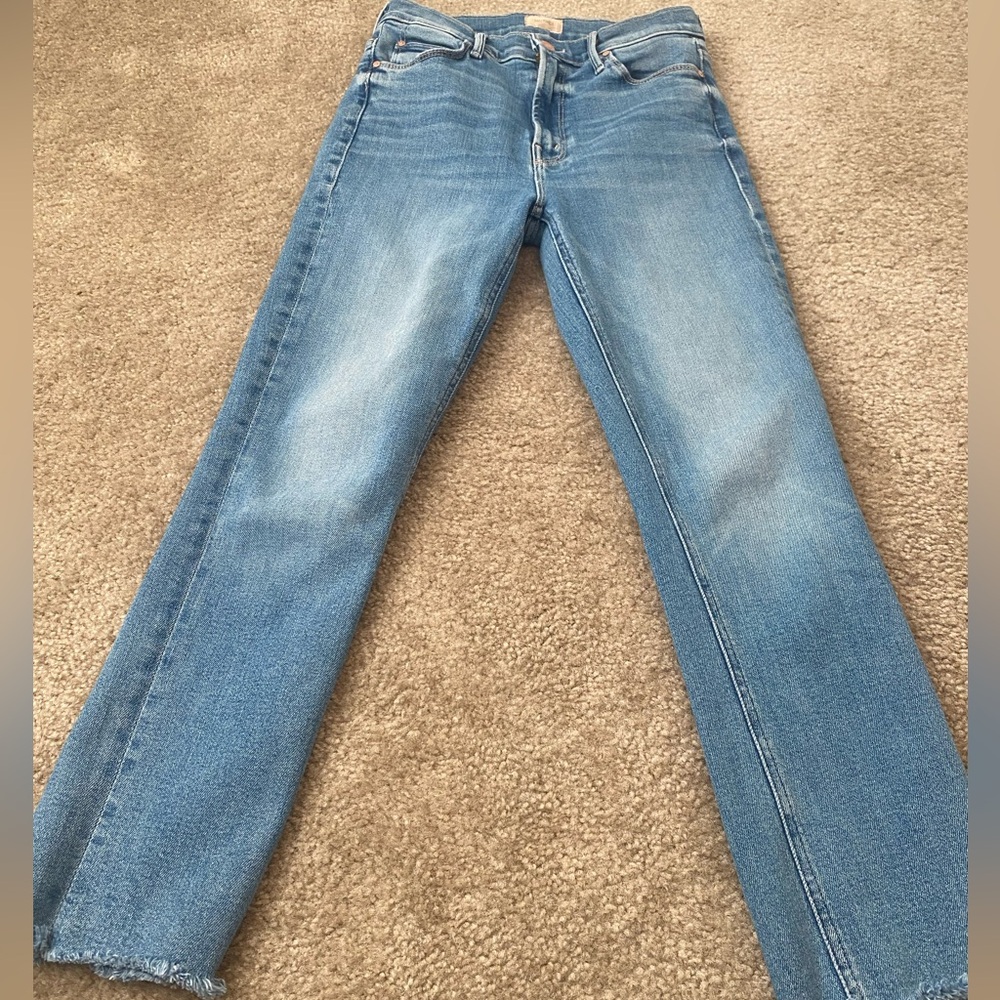 Mother premium jeans “midrise denim ankle fray” in “riding the cliff side” Sz 26 - Picture 11 of 12
